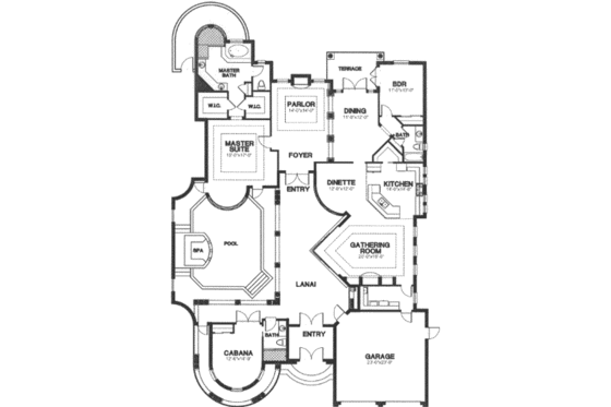 Floor Plan - Main Floor for Colonial House Plan #115-170 - 2 bed, 3 bath
