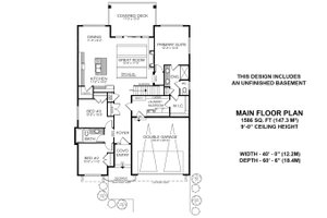 Floor Plan - Main Floor for Farmhouse House Plan #1100-85 - 3 bed, 2 bath