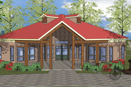 Exterior - Front Elevation for Southern House Plan #8-241 - 2 bed, 1 bath