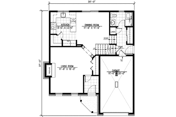 Floor Plan - Main Floor for Cottage House Plan #138-138 - 3 bed, 1.5 bath