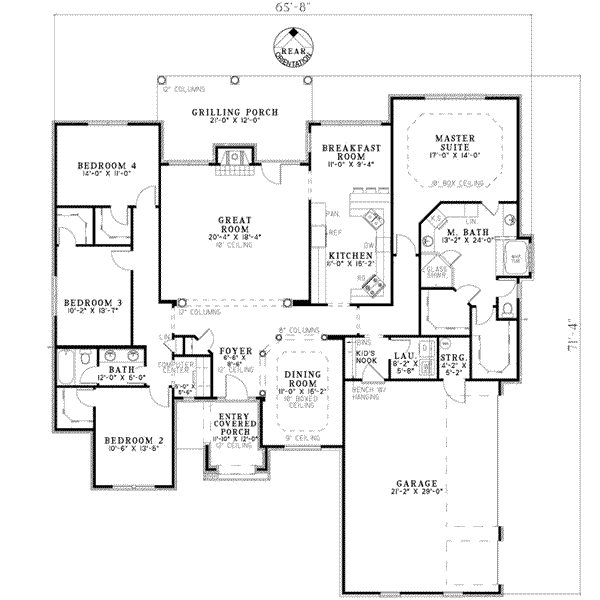 Traditional Style House Plan - 4 Beds 2 Baths 2545 Sq/Ft Plan #17-2171 ...