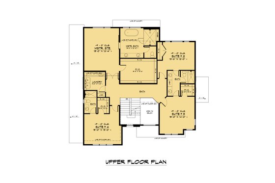 Floor Plan - Upper Floor for Contemporary House Plan #1066-169 - 6 bed, 5.5 bath