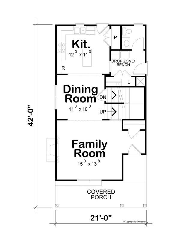 Architectural House Design - Floor Plan - Main Floor for Farmhouse House Plan #20-2626 - 3 bed, 2.5 bath