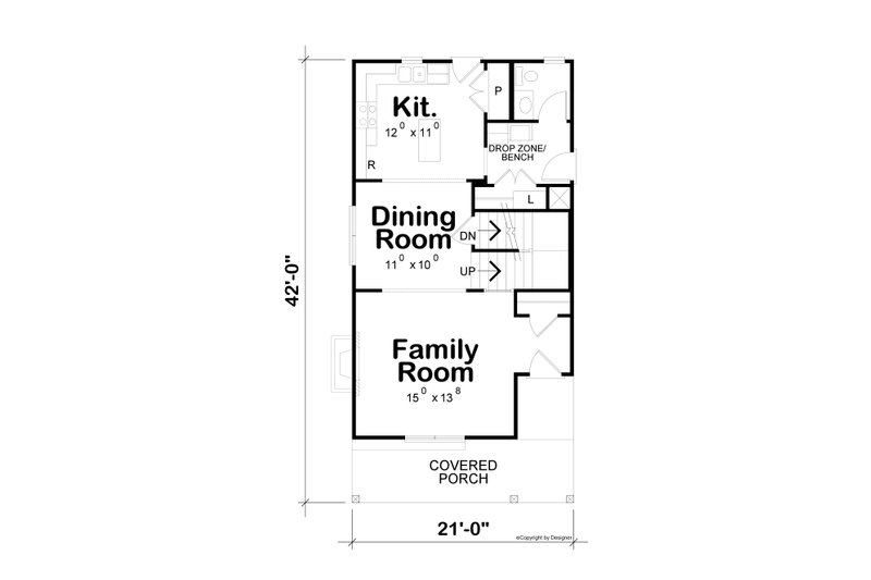 Architectural House Design - Floor Plan - Main Floor for Farmhouse House Plan #20-2626 - 3 bed, 2.5 bath