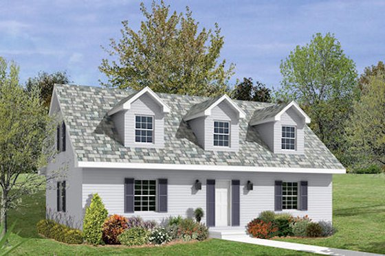 Exterior - Front Elevation for Colonial House Plan #57-225 - 4 bed, 2 bath