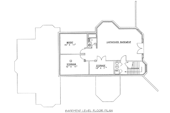 Floor Plan - Lower Floor for European House Plan #117-466 - 6 bed, 6.5 bath