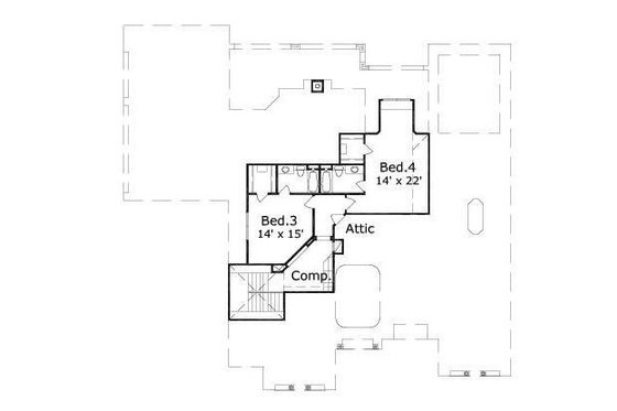 Floor Plan - Upper Floor for European House Plan #411-489 - 4 bed, 3.5 bath
