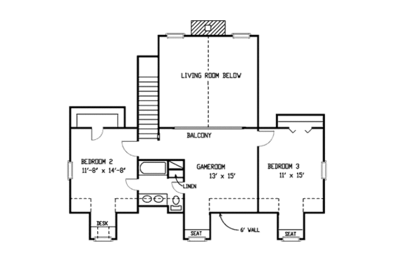 Floor Plan - Upper Floor for Country House Plan #410-127 - 3 bed, 2.5 bath