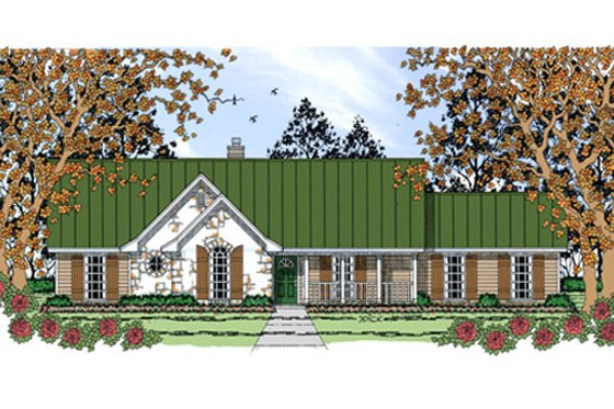 Exterior - Front Elevation for Farmhouse House Plan #42-404 - 3 bed, 2 bath