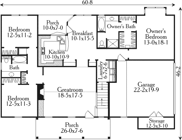 Dream House Plan - Country Floor Plan - Main Floor Plan #406-238