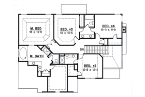 Floor Plan - Upper Floor for Traditional House Plan #67-546 - 4 bed, 3.5 bath