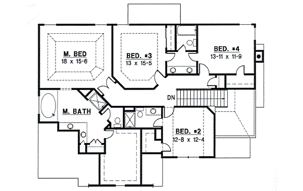 Traditional Floor Plan - Upper Floor Plan #67-546