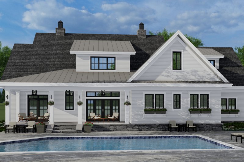 House Blueprint - Exterior - Rear Elevation for Farmhouse House Plan #51-1155 - 4 bed, 3.5 bath