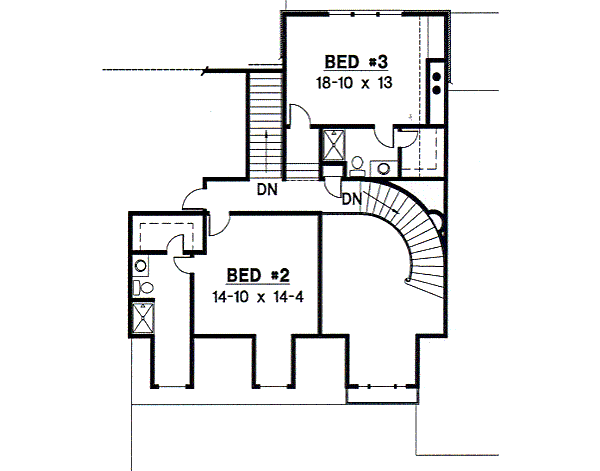 Traditional Floor Plan - Upper Floor Plan #67-460