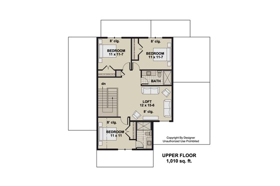 Floor Plan - Upper Floor for Craftsman House Plan #51-1362 - 4 bed, 3.5 bath