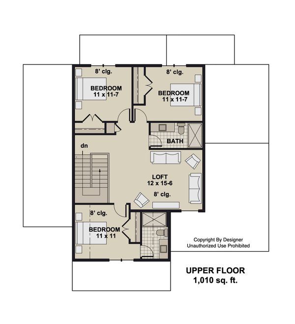 Craftsman Floor Plan - Upper Floor Plan #51-1362