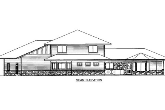 Exterior - Rear Elevation for Bungalow House Plan #117-743 - 4 bed, 3.5 bath