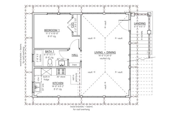 Floor Plan - Upper Floor for Beach House Plan #1094-29 - 1 bed, 1 bath