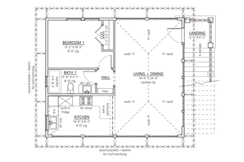 House Design - Floor Plan - Upper Floor for Beach House Plan #1094-29 - 1 bed, 1 bath