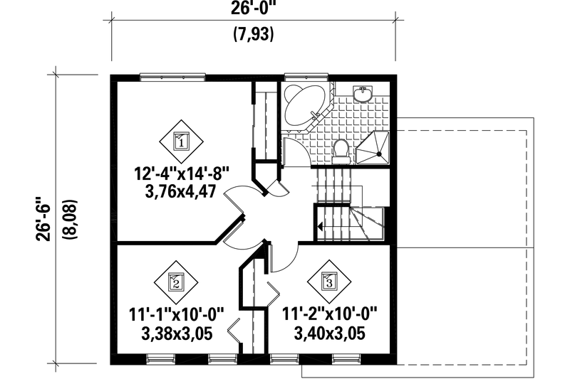Dream House Plan - Floor Plan - Upper Floor for Colonial House Plan #25-4871 - 3 bed, 1.5 bath