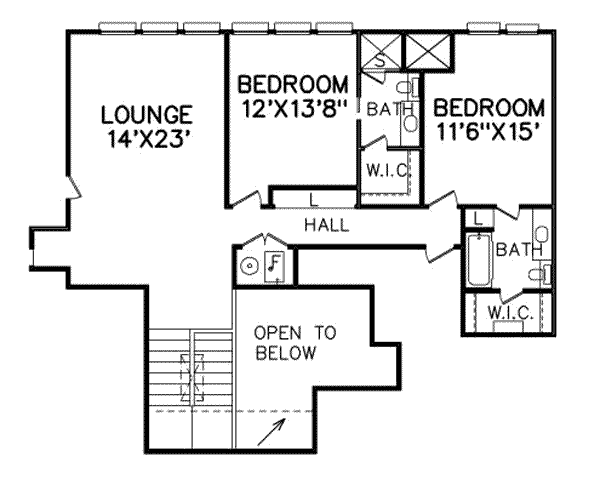 Traditional Floor Plan - Upper Floor Plan #65-358