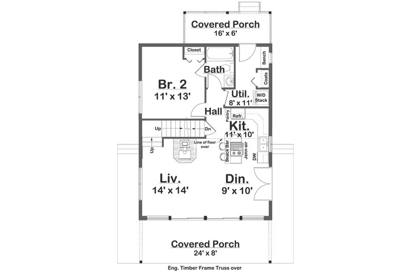 Dream House Plan - Floor Plan - Main Floor for Country House Plan #126-235 - 2 bed, 2 bath