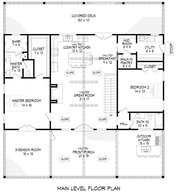 Farmhouse Floor Plan - Main Floor Plan #932-985