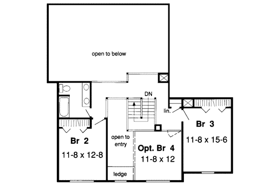 Floor Plan - Upper Floor for Country House Plan #312-334 - 5 bed, 3.5 bath