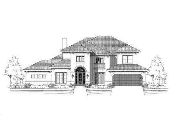 Exterior - Front Elevation for Mediterranean House Plan #411-233 - 5 bed, 3 bath