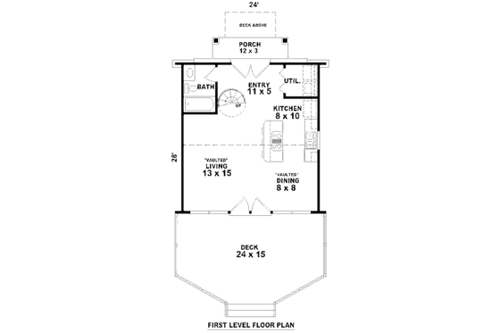 Floor Plan - Main Floor for Contemporary House Plan #81-13762 - 1 bed, 1 bath