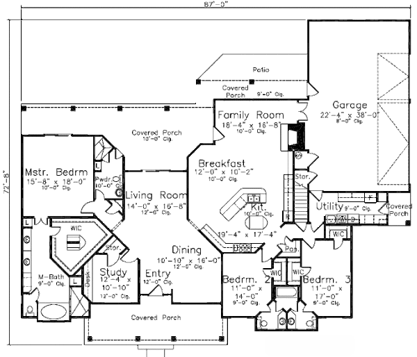 Traditional Floor Plan - Main Floor Plan #52-196