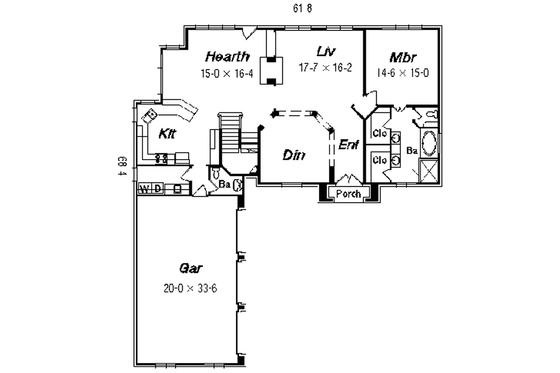 Floor Plan - Main Floor for European House Plan #329-313 - 4 bed, 3.5 bath