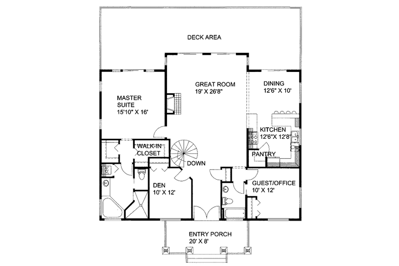 Dream House Plan - Floor Plan - Main Floor for Bungalow House Plan #117-710 - 2 bed, 2.5 bath