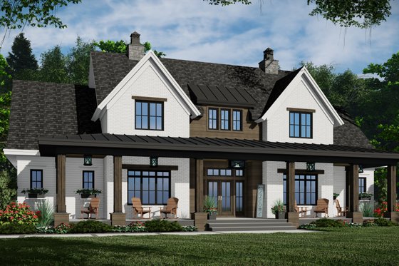 Exterior - Front Elevation 4 for Farmhouse House Plan #51-1241 - 3 bed, 3.5 bath