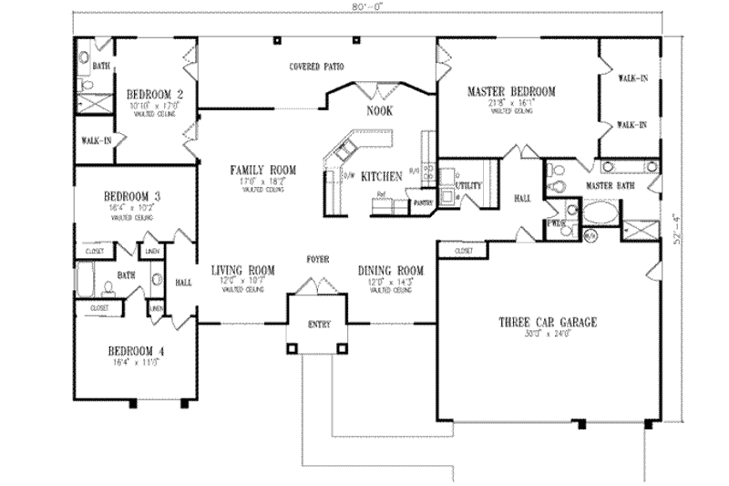 Dream House Plan - Floor Plan - Main Floor for Adobe / Southwestern House Plan #1-647 - 4 bed, 3.5 bath