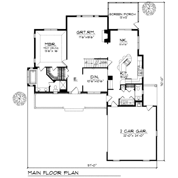 Home Plan - Traditional Floor Plan - Main Floor Plan #70-319