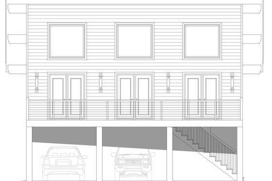 Exterior - Front Elevation 3 for Beach House Plan #932-826 - 2 bed, 1 bath