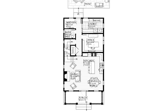 Floor Plan - Main Floor for Farmhouse House Plan #901-136 - 3 bed, 2.5 bath