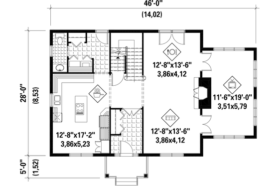 Floor Plan - Main Floor for Colonial House Plan #25-4679 - 3 bed, 3 bath