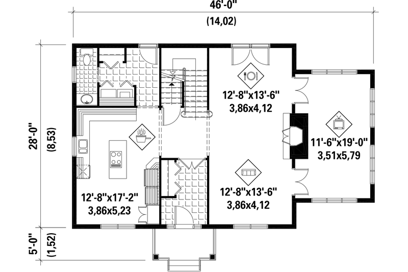 Home Plan - Floor Plan - Main Floor for Colonial House Plan #25-4679 - 3 bed, 3 bath