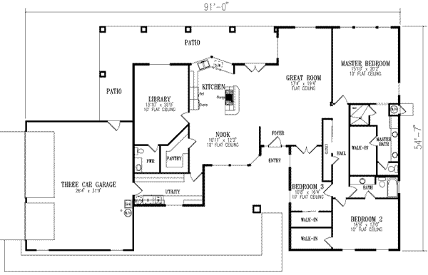 Adobe / Southwestern Floor Plan - Main Floor Plan #1-624