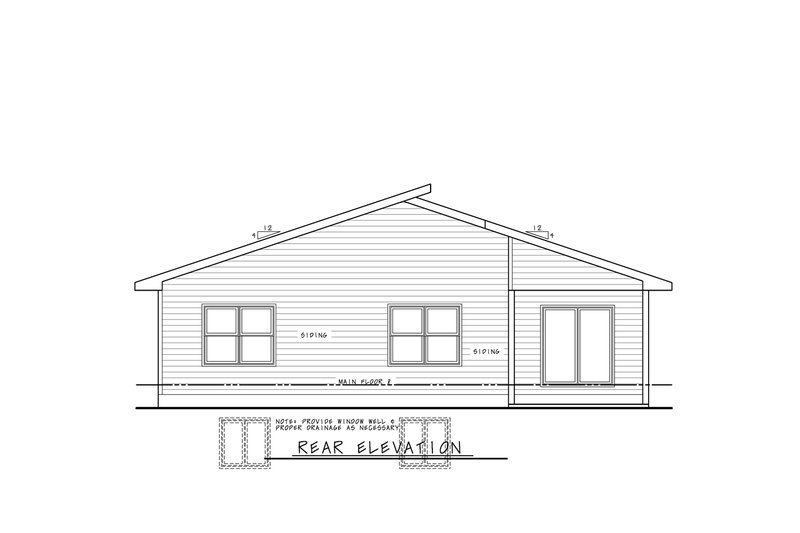 Architectural House Design - Exterior - Rear Elevation for Contemporary House Plan #20-2535 - 3 bed, 2 bath