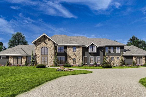 Exterior - Front Elevation 18 for European House Plan #54-586 - 7 bed, 7 bath