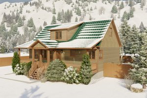 Exterior - Front Elevation 3 for Cabin House Plan #1060-24 - 3 bed, 2.5 bath