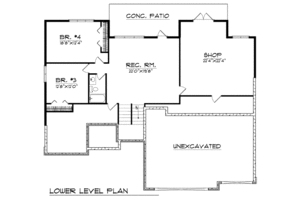 Floor Plan - Lower Floor for Traditional House Plan #70-250 - 2 bed, 2 bath