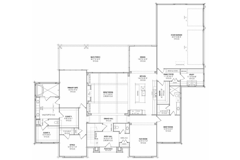 House Design - Floor Plan - Main Floor for Tudor House Plan #1096-184 - 4 bed, 4.5 bath