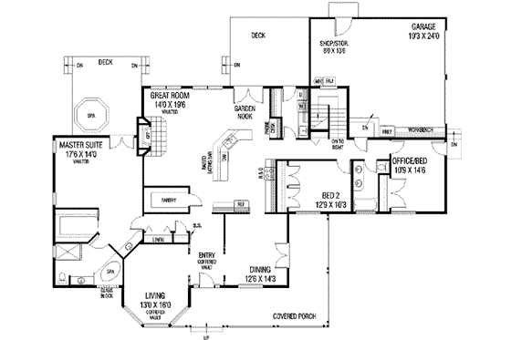 Floor Plan - Main Floor for Traditional House Plan #60-270 - 3 bed, 2 bath