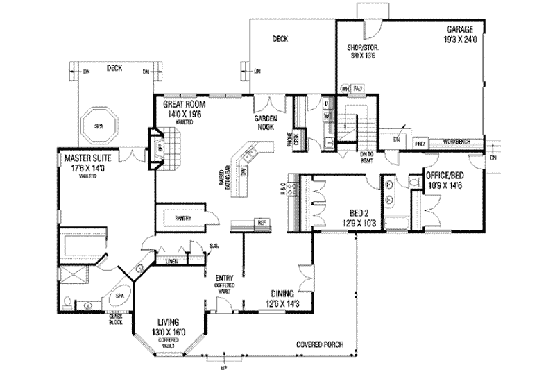 Dream House Plan - Floor Plan - Main Floor for Traditional House Plan #60-270 - 3 bed, 2 bath