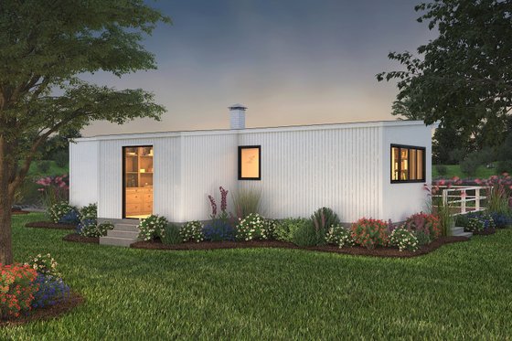 Exterior - Rear Elevation for Contemporary House Plan #72-529 - 2 bed, 2 bath