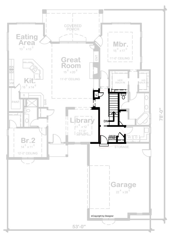 Dream House Plan - Floor Plan - Other Floor for European House Plan #20-2046 - 2 bed, 2 bath